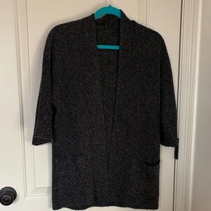 Dark Gray Open Front Cardigan